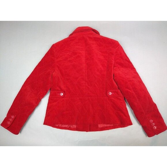 Talbots Petites Jacket Womens 10P Scarlet Red Velvet Kate Fit Button Blazer - Picture 7 of 9
